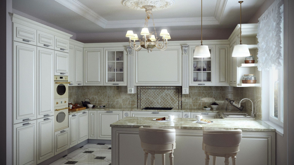 Кухня белая Нео классика 10м