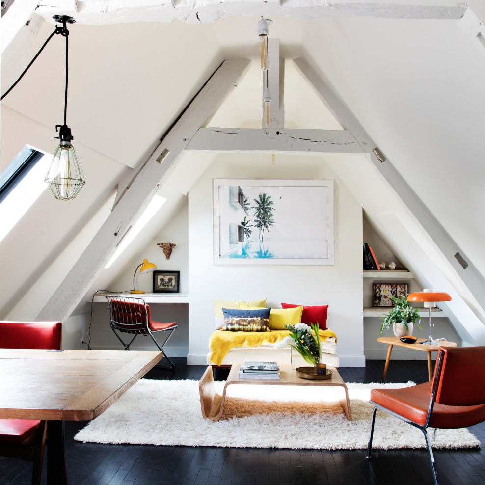 Интерьер дачной мансарды