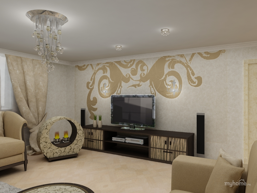 Комбинирование обоев в гости