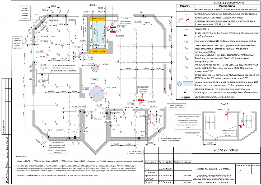План привязки электроустановочных изделий