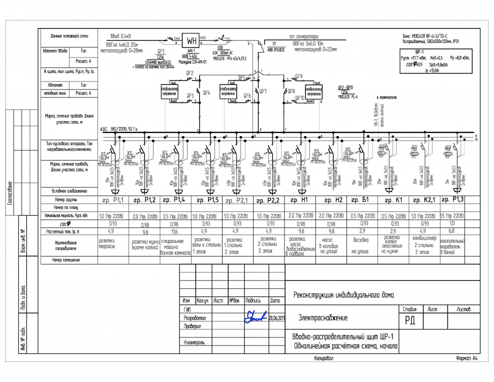 Однолинейная схема электроснабжения поселка