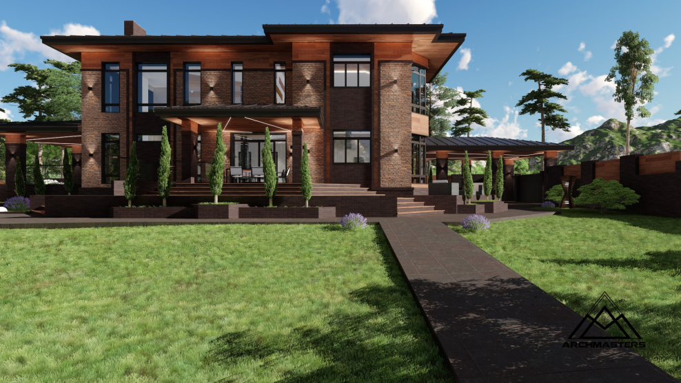 Коттеджный поселок в стиле Райта