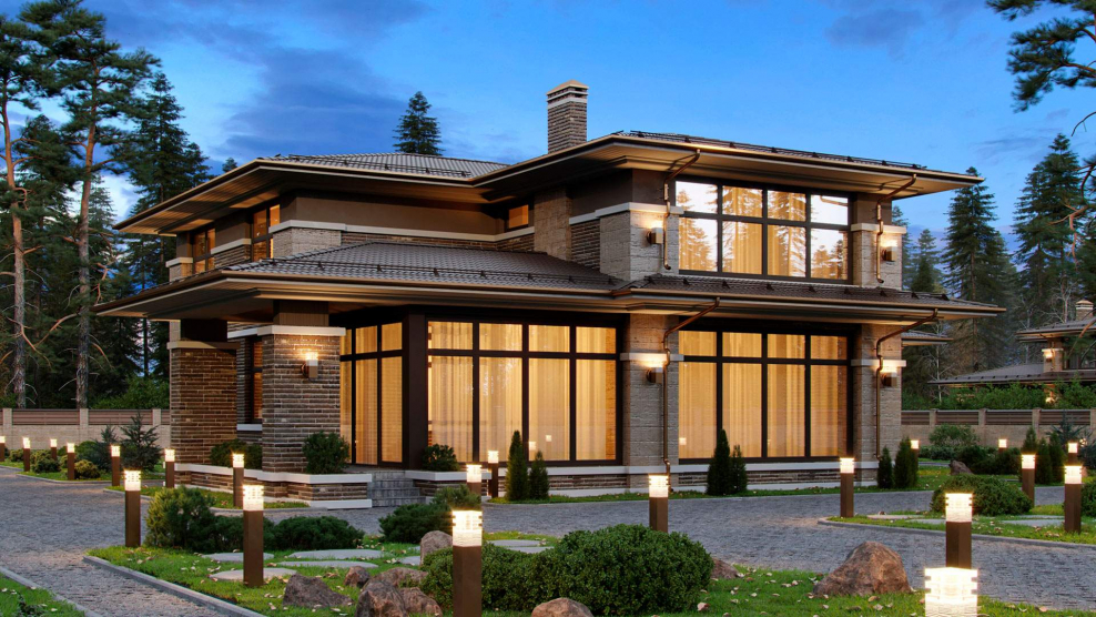 Стиль Райт загородных домов