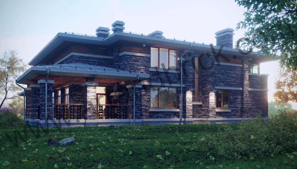 Дома из кирпича ручной формовки в стиле Райта