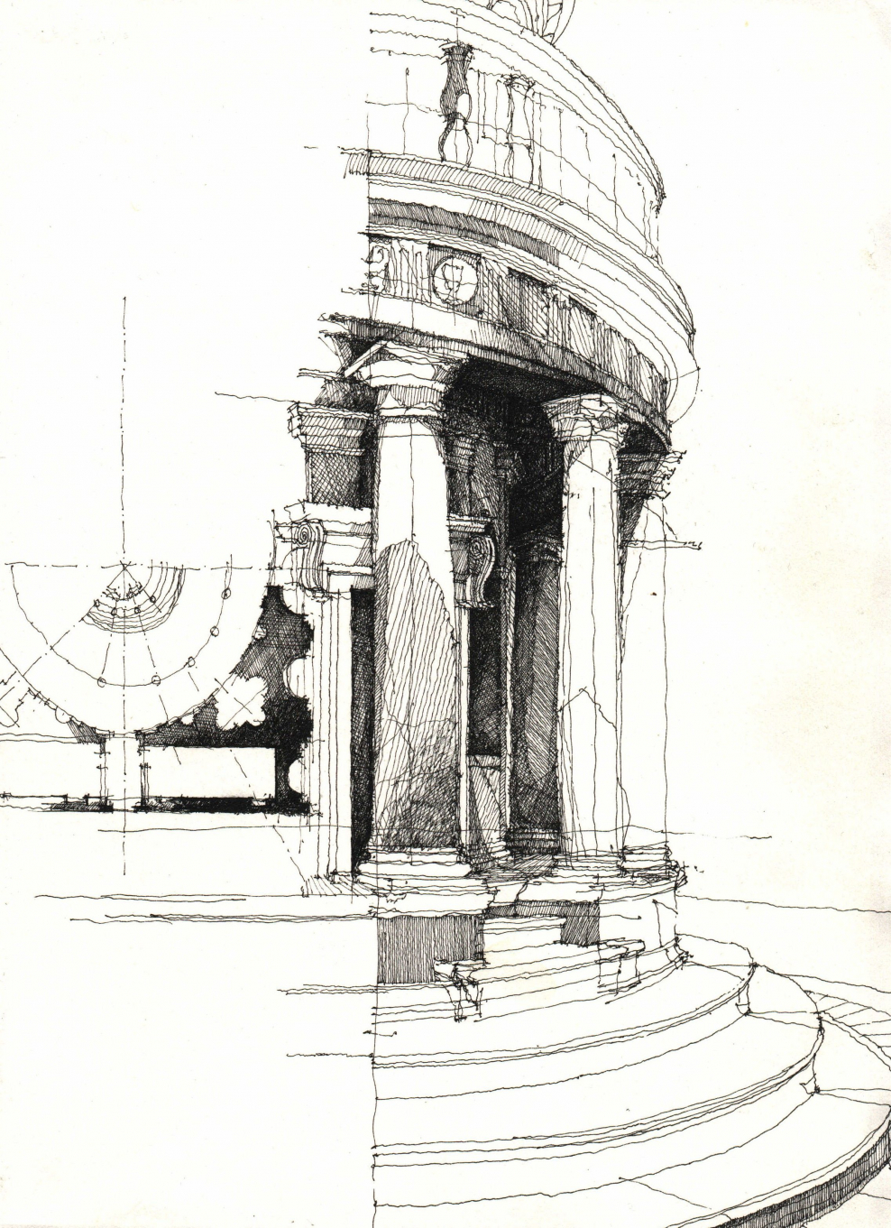 Архитектурные детали гуашью