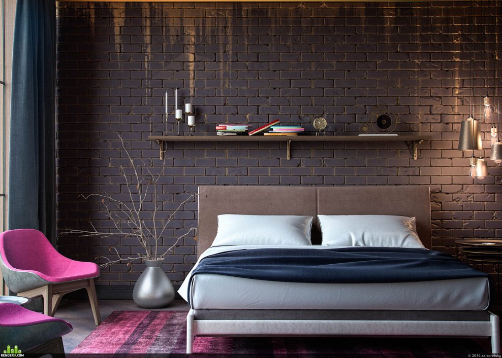 Цветной кирпич в интерьере