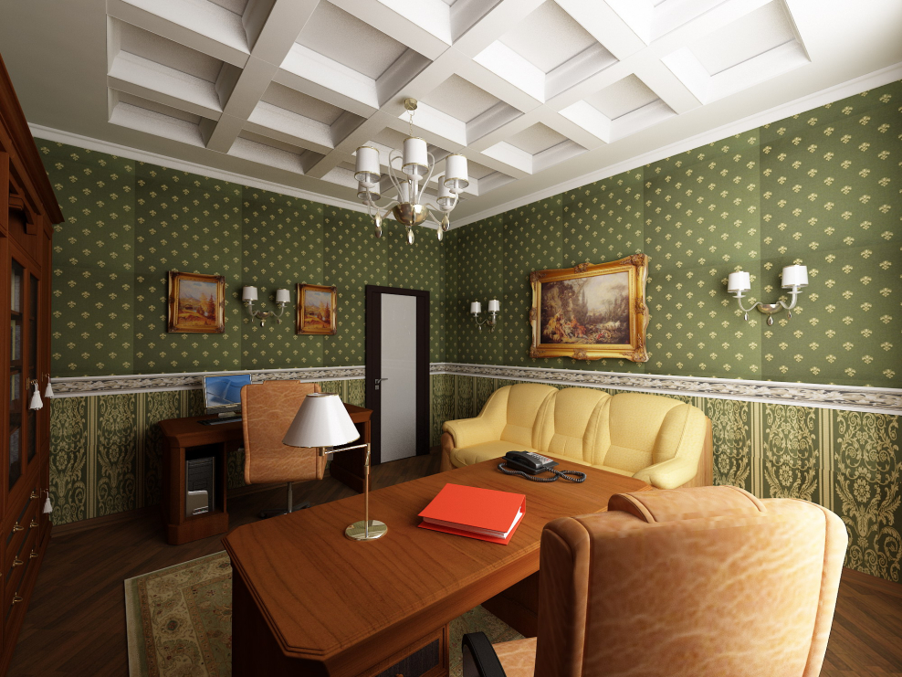 Кабинет в зеленом стиле