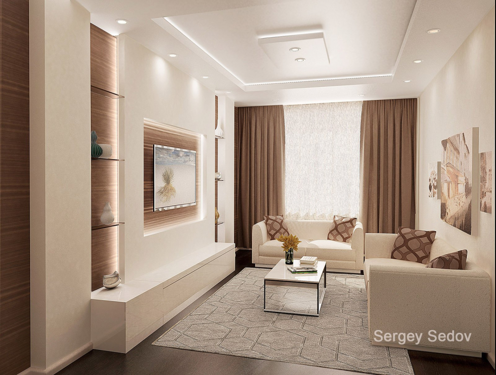 Гостиная комната в кофейных тонах