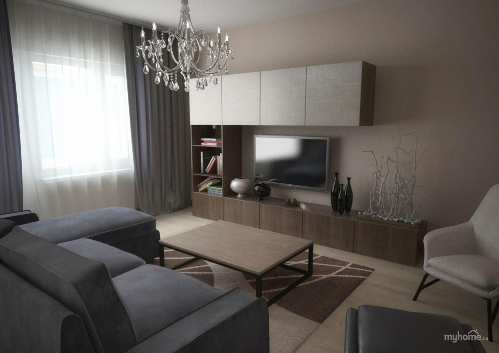 Гостиная в кофейно-молочных тонах