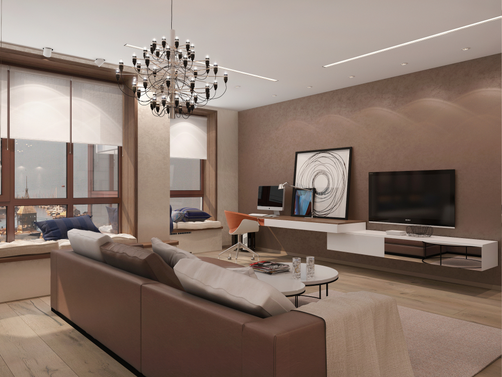 Гостиная в кофейных тонах