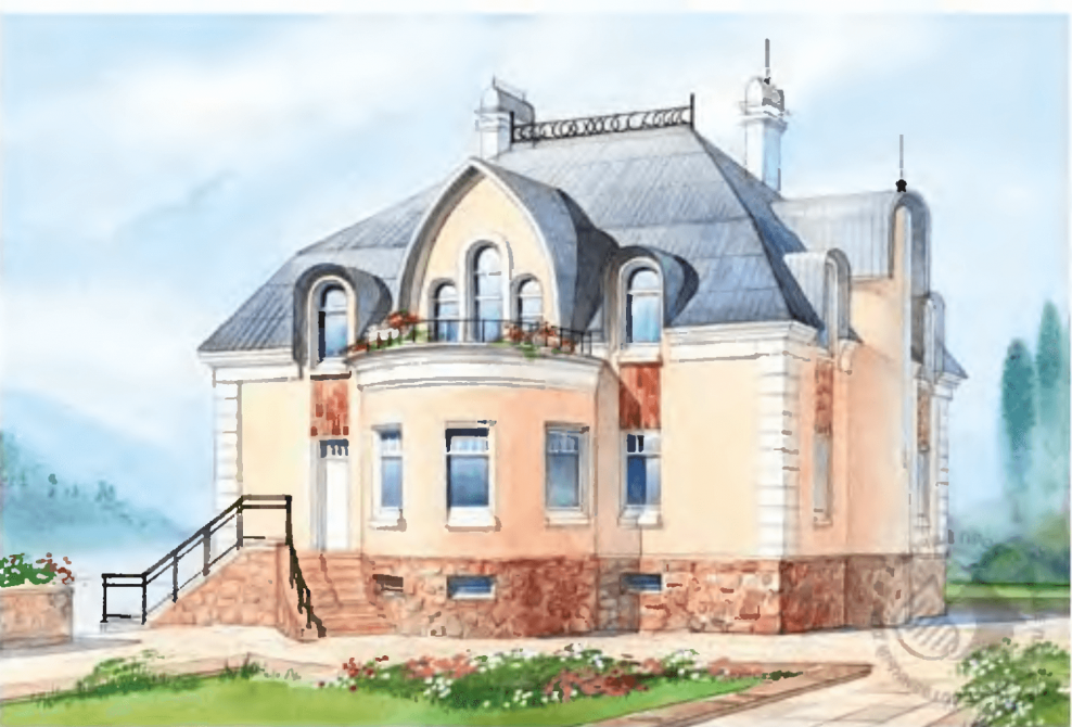 Коттедж акварель