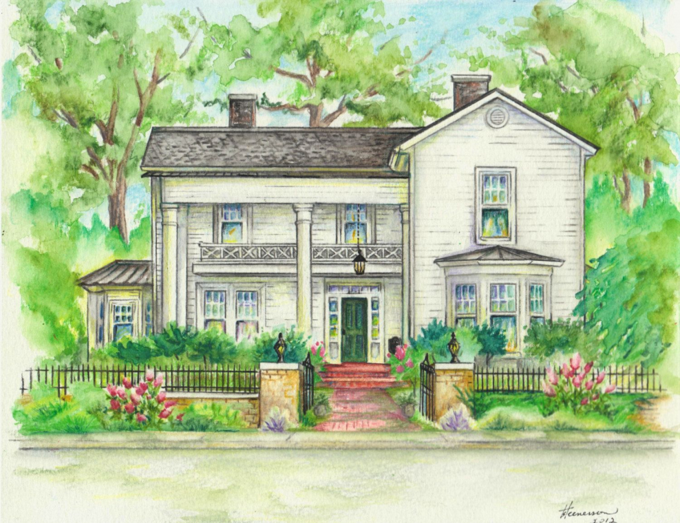 Домик цветными карандашами