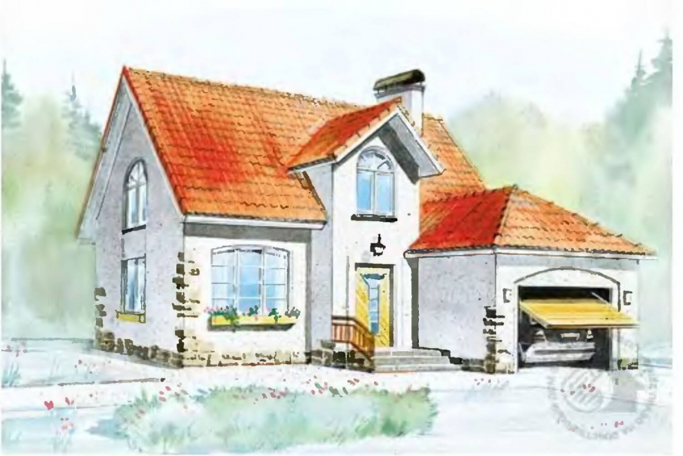 Нарисовать дом с гаражом