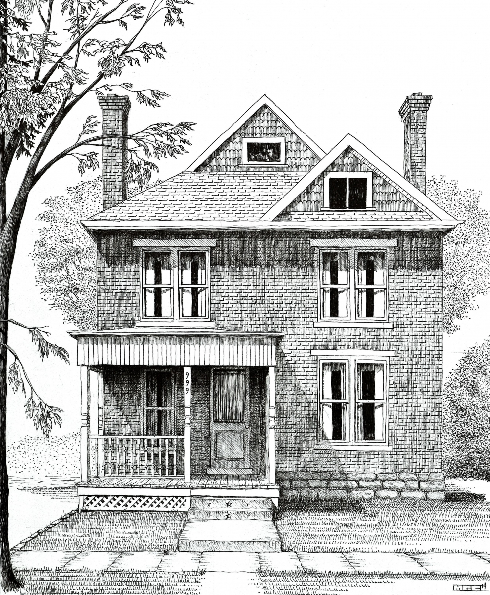 Фасады домов карандашом