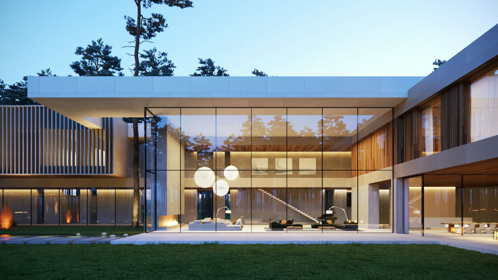 Одноэтажный дом в стиле Райта 150 кв м