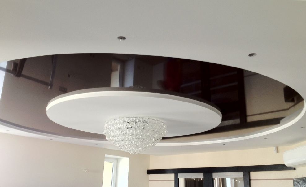 Двухуровневые натяжные потолки круг