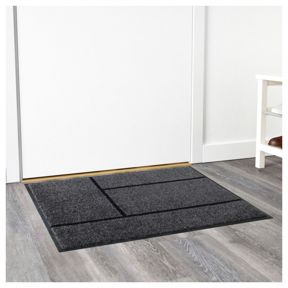 Кёге придверный коврик, серый, черный, 69x90 см