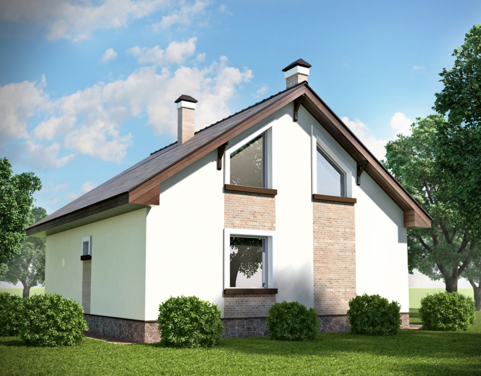 Мансардный усадебный одноквартирный дом