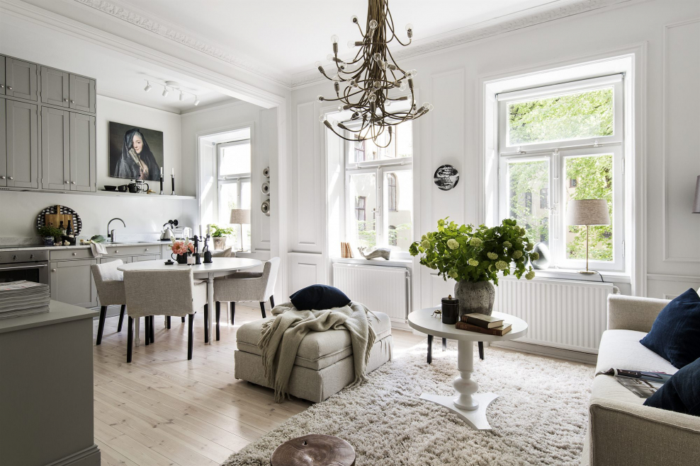 Кухня гостиная в шведском стиле