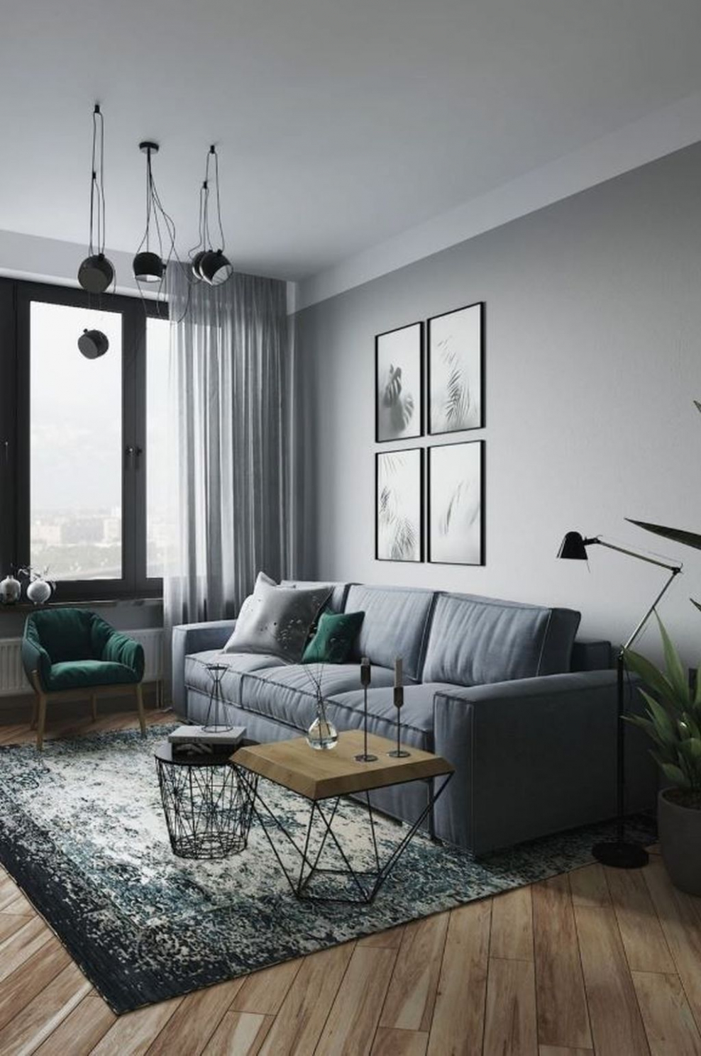 Гостиная в серых оттенках
