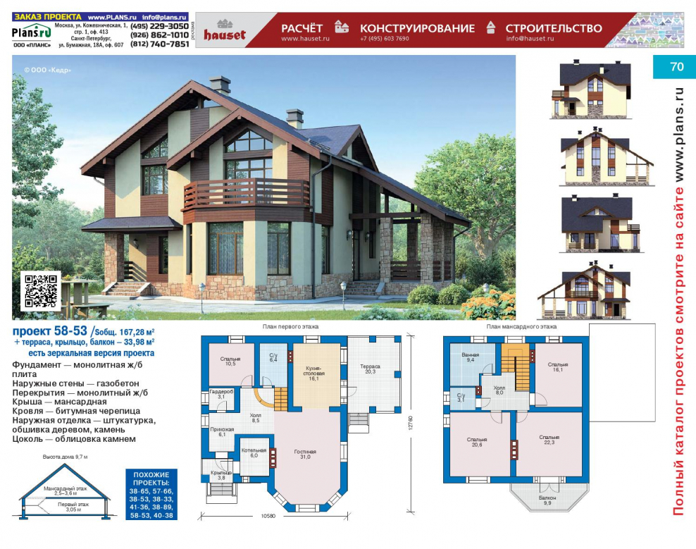 Коттеджи проекты каталог