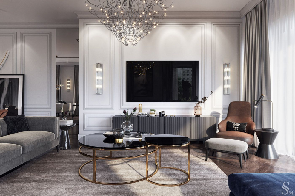 Гостиная Неоклассика молдинги