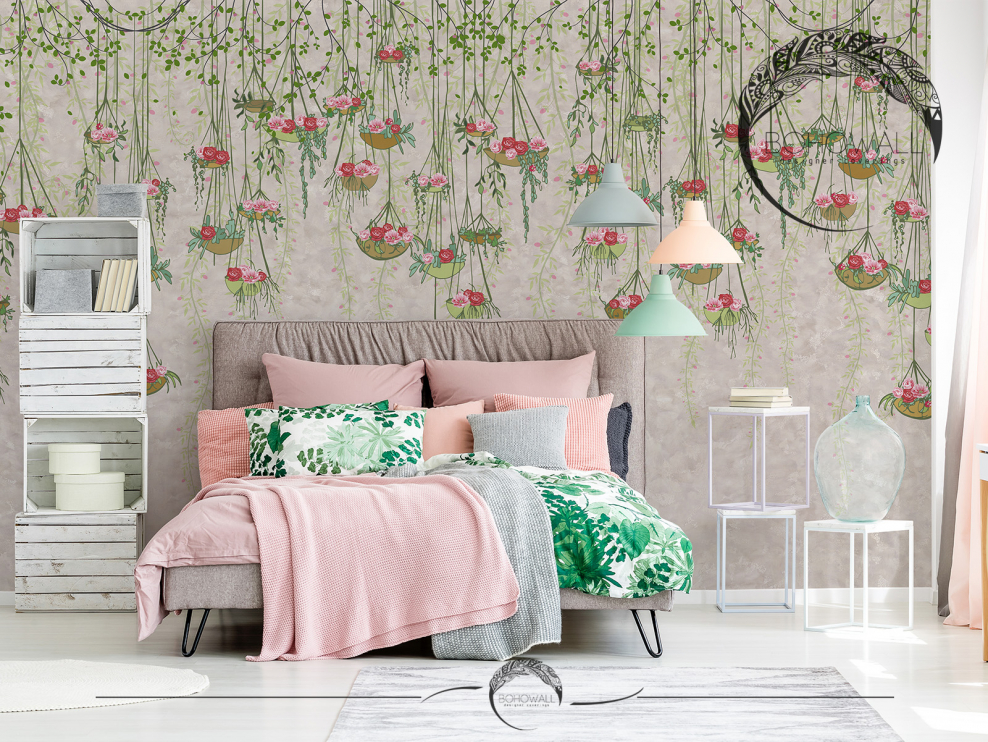 Серебристо серые обои в интерьере