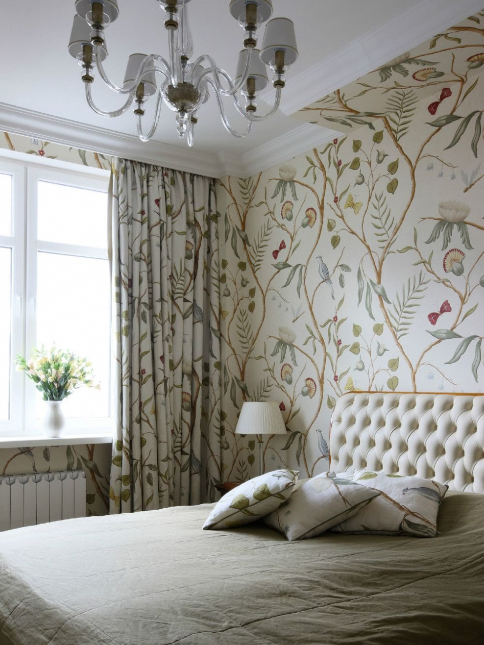 Бело синий интерьер спальни