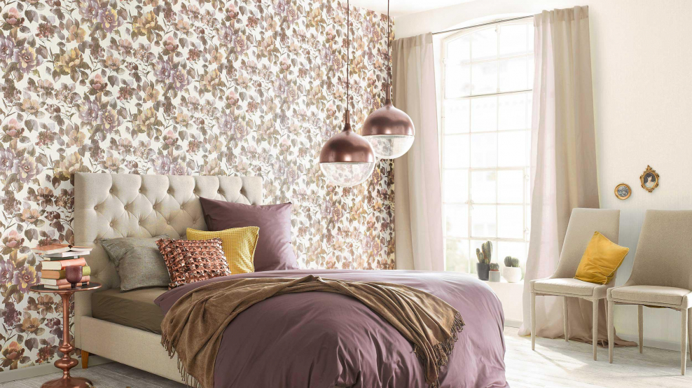 Идеи обоев для спальни серую