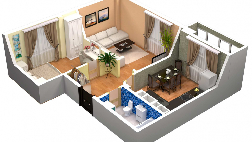 Планировка интерьера квартир в 3д