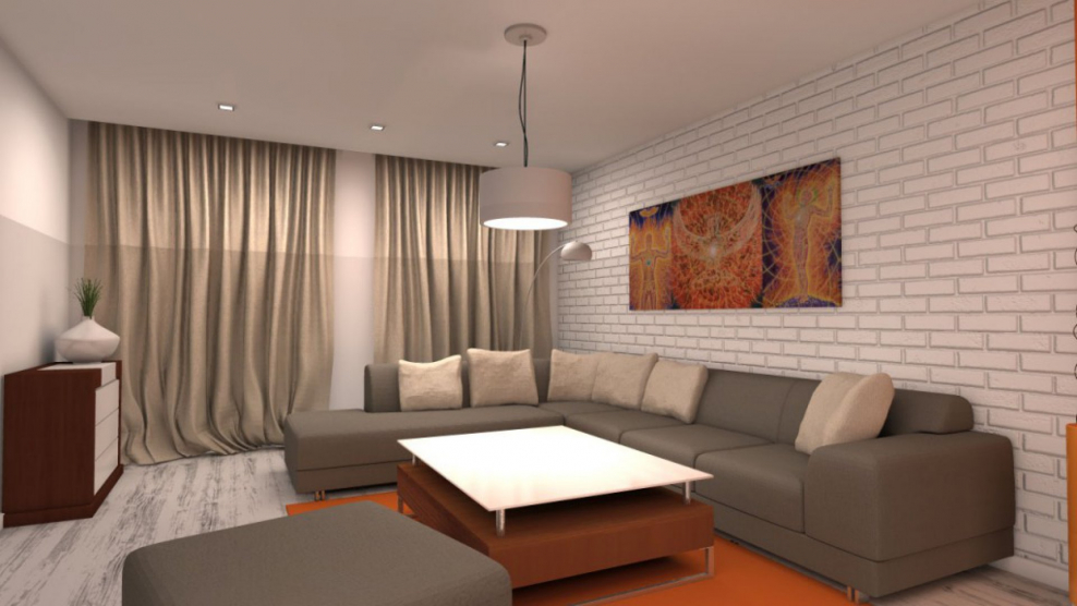 Дешевый интерьер гостиной