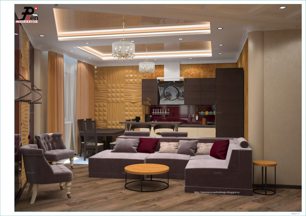 Кухня-гостиная в стиле деко