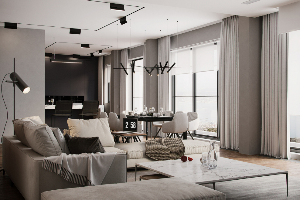 Корона рендер хайтек интерьер