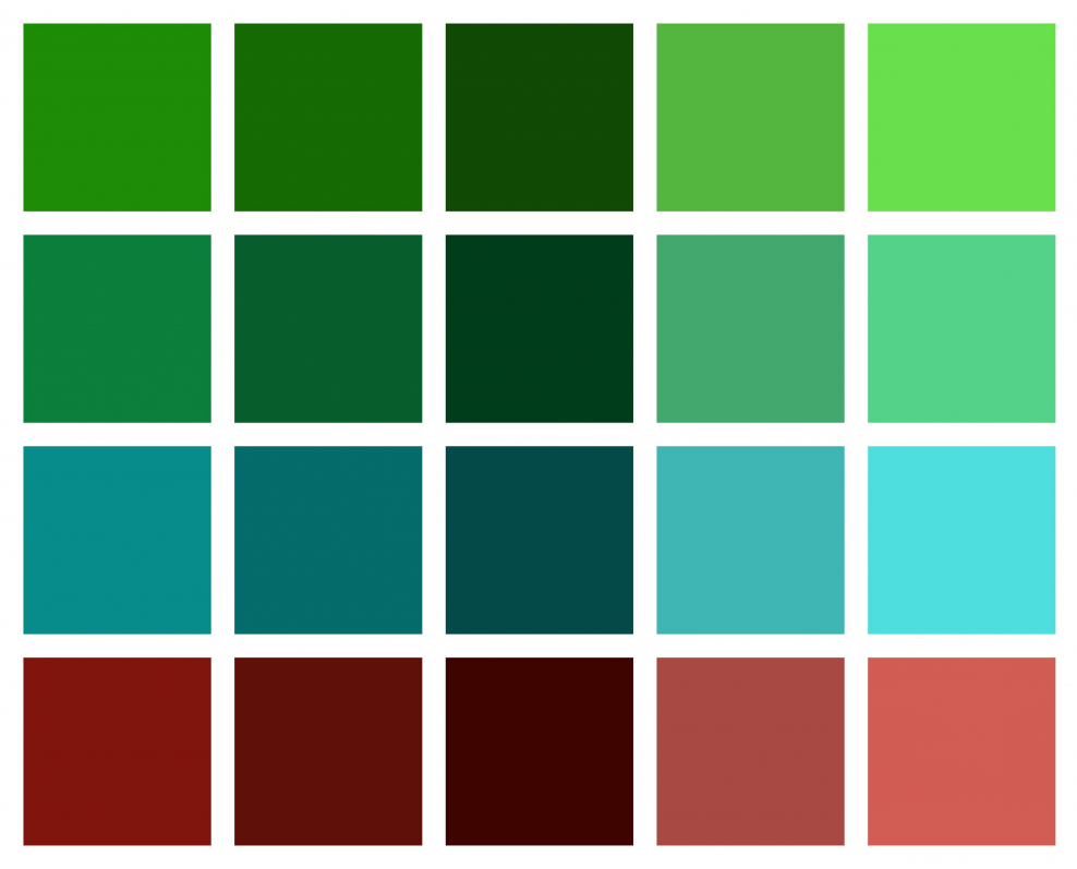 Зеленая гамма цветов