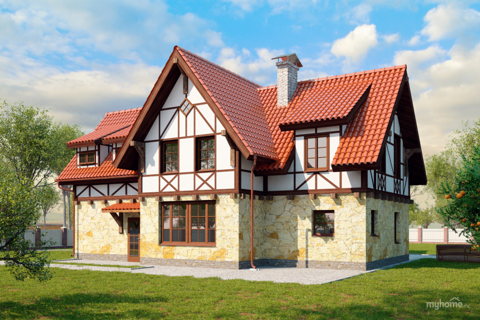 Стиль фахверк с эркером