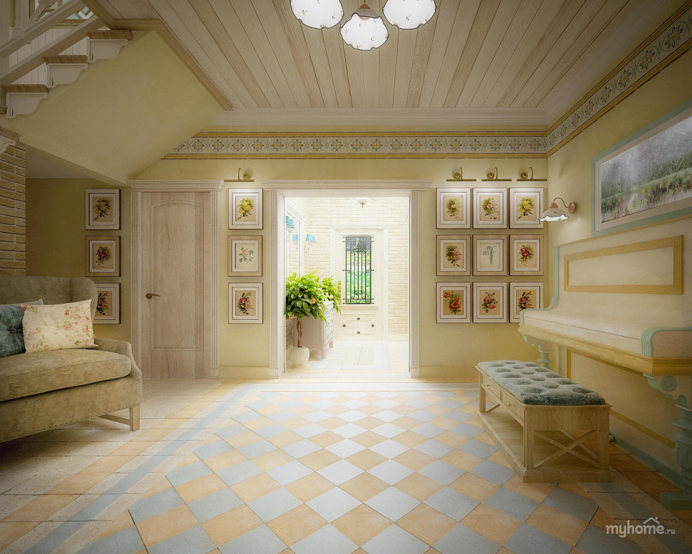 Прихожая с лестницей в стиле Прованс