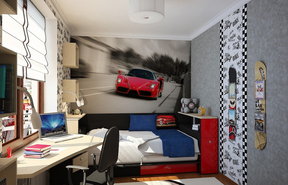 Комната для подростка с машинами