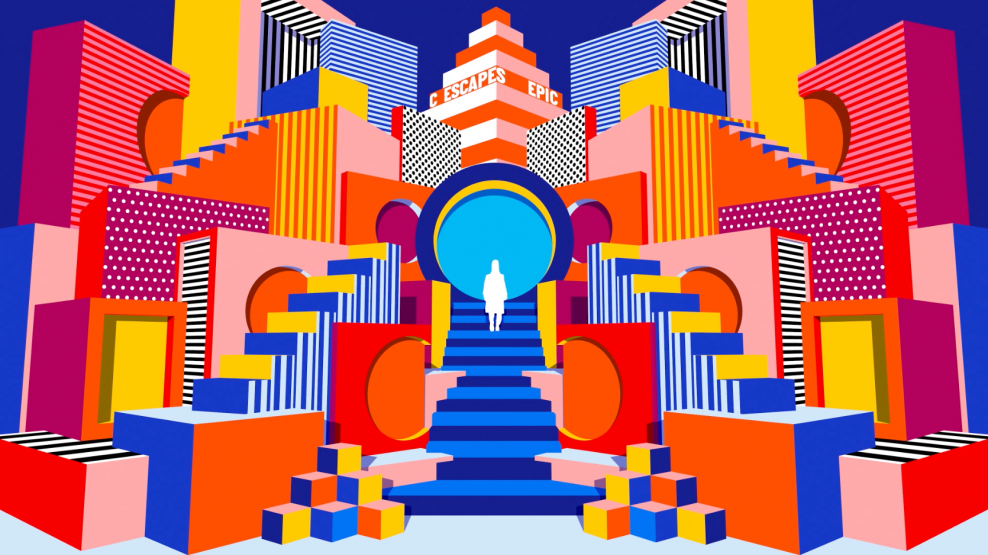 Пейзаж в стиле Мемфис