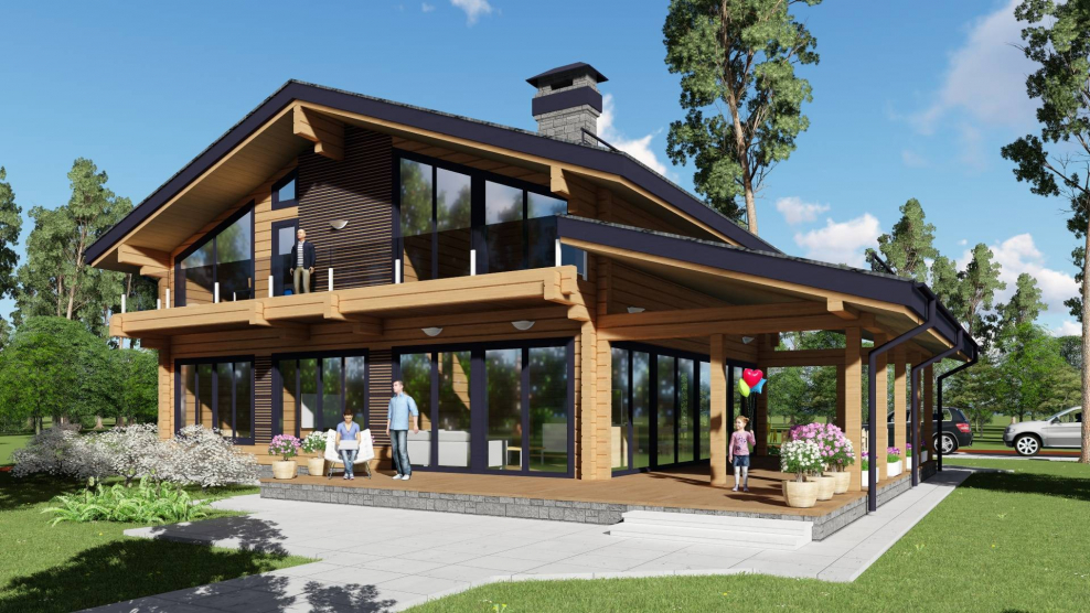 Шале из клеёного бруса 140м2