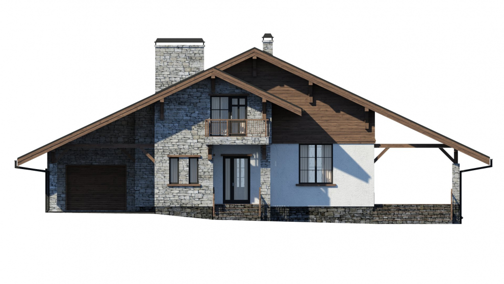 Одноэтажный дом с мансардой в стиле Шале