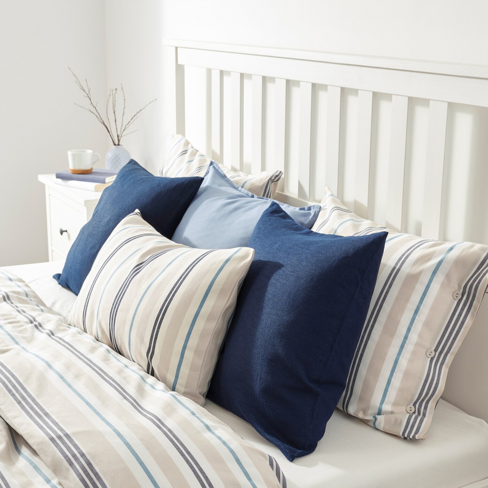 Смалстэкра чехол на подушку, бежевый/синий/в полоску40x65 см