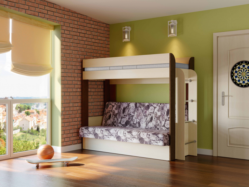 Двухъярусная кровать Олмеко Немо с диваном