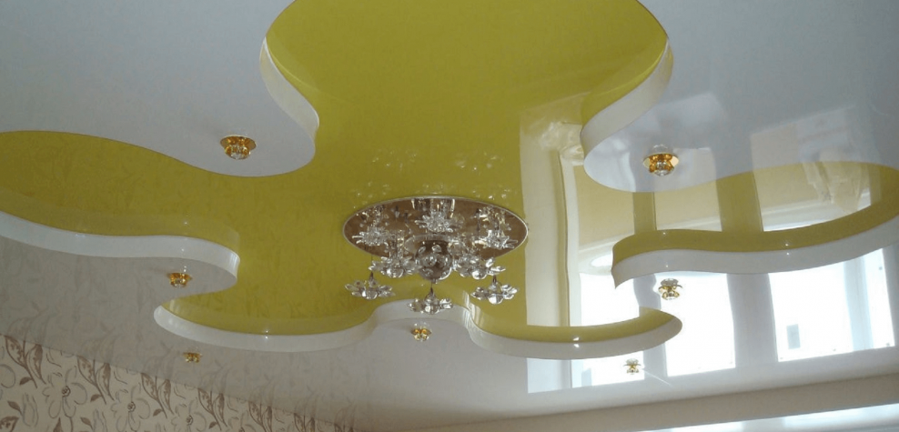 Лимонный натяжной потолок