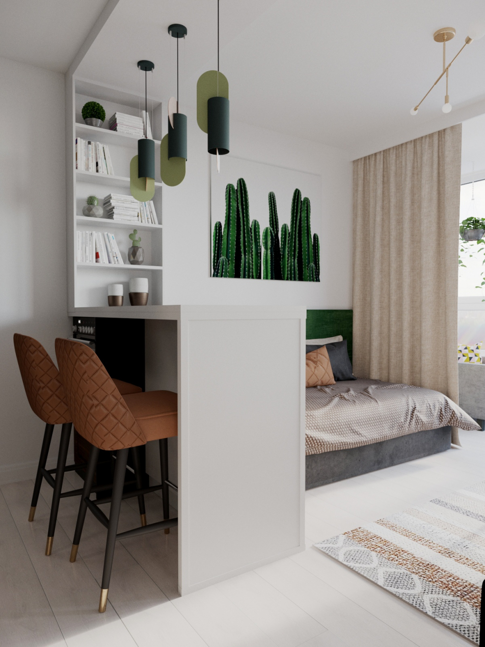 Зонирование студии 28 кв.м