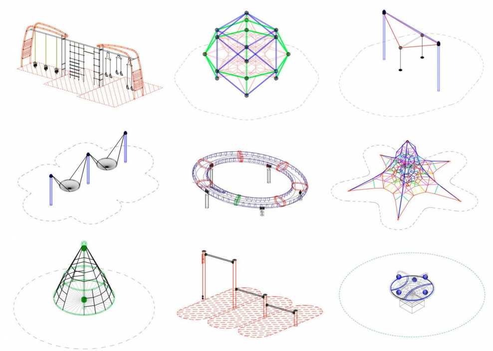 Детская площадка аксонометрия