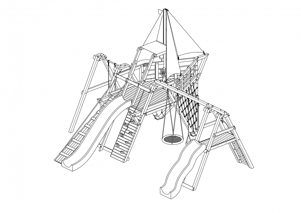 Детская игровая деревянная площадка-корабль Каравелла