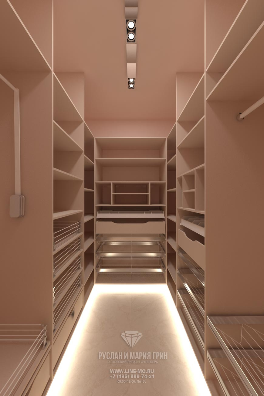 Освещение в маленькой гардеробной