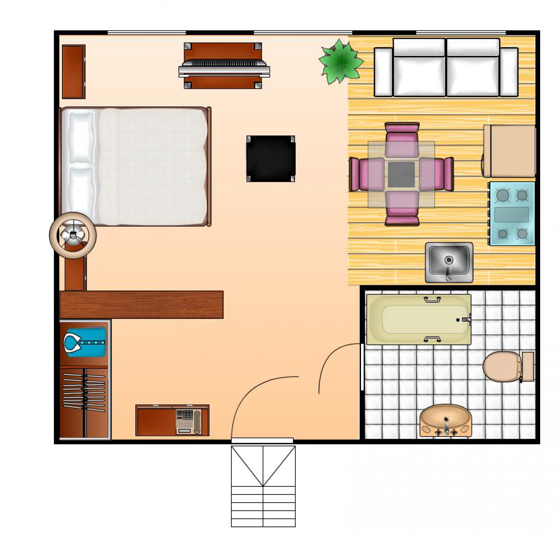Квартира студия нарисованный план