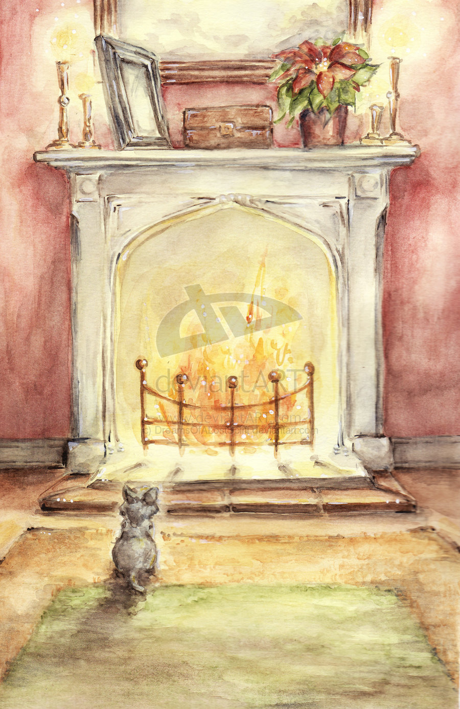 Камин в темноте