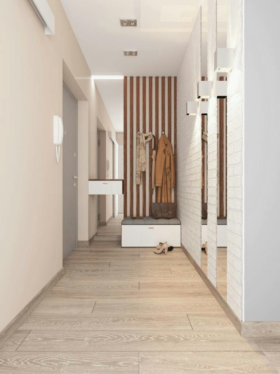 Деревянные рейки в интерьере прихожей